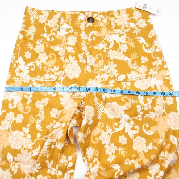Anthropologie Maeve The Colette Cropped Wide-Leg Linen Pants Maize Floral 31 - Picture 10 of 14